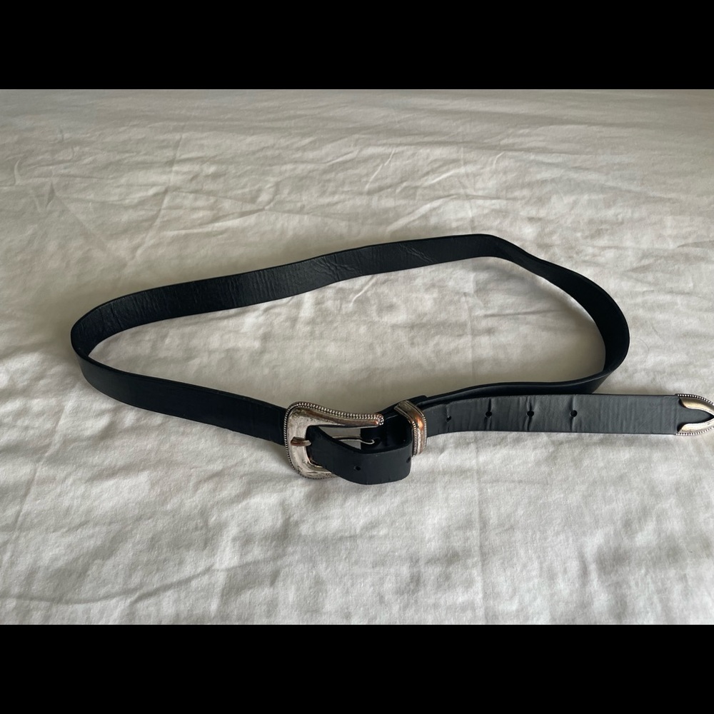 Faux Leather belt, black, metal buckle